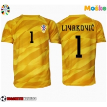 Moške Nogometnih dresov Hrvaška Dominik Livakovic #1 Vratar Domači EP 2024 Kratki rokavi